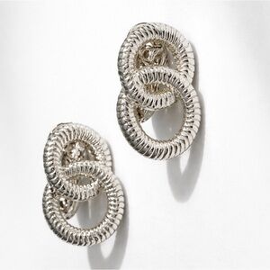 Vintage Silver Tone Clip Earrings Mid Century Style